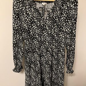 Womens Vintage Black Flower Dress